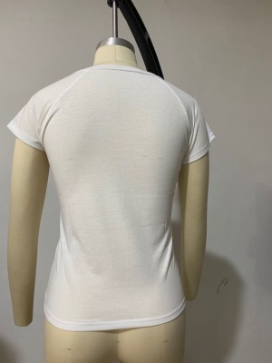 Summer Print White O-Neck Basic Shirt