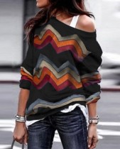 Casual Multi Color Wavy Loose Shirt with Sleeves