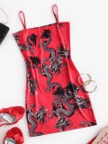 Sexy Print Straps Mini Bodycon Dress