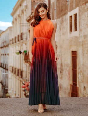 Summer Sleeveless Elegant Gradient Long Dress