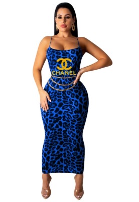 Sexy Leopard Print Halter Midi Dress