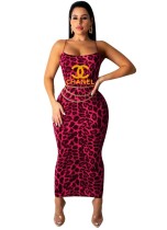 Sexy Leopard Print Halter Midi Dress