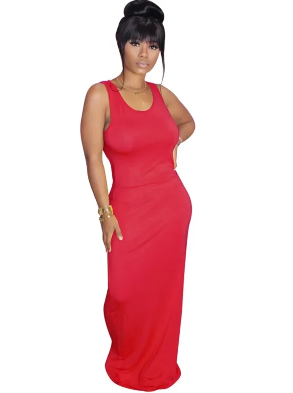 Summer Sleeveless Sheer Long Casual Dress