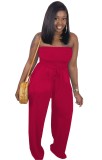 Solid Color Sexy Strapless Loose Jumpsuit