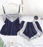 Sexy Lace Trims Two Piece Short Pajama Set