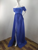 Summer Maternity Blue Off Shoulder Wedding Dress