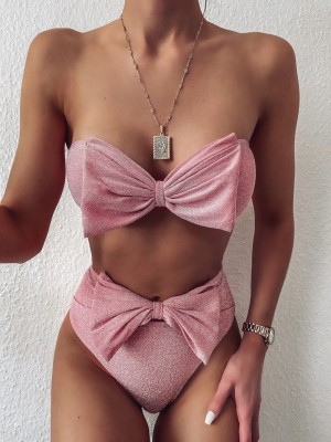 Sexy Big Bow High Waist Two Piece Swimwear