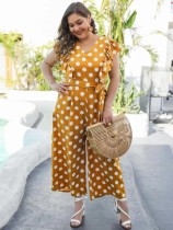 Plus Size Casual Polka Loose Jumpsuit