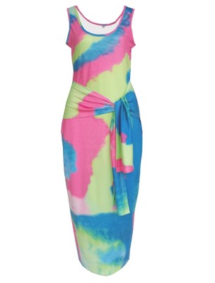 Summer Tie Dye Sleeveless Long Dress