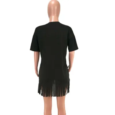 Summer Sequins Fringe Shirt Dress