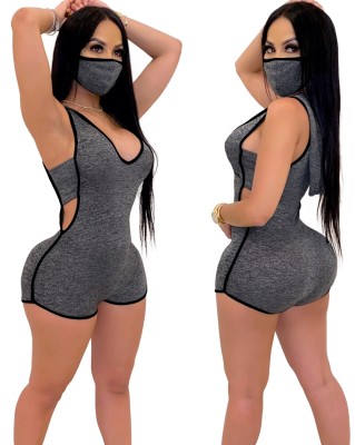Sexy Sports Fitness Cotton Rompers with Face Cover