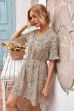 Summer V-Neck Print Short Casual Dress