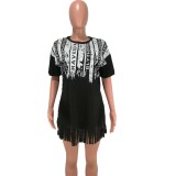 Summer Sequins Fringe Shirt Dress