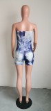Sexy Tie Dye Strapless Bodycon Rompers