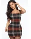 Sexy Plaid Wide Straps Mini Dress