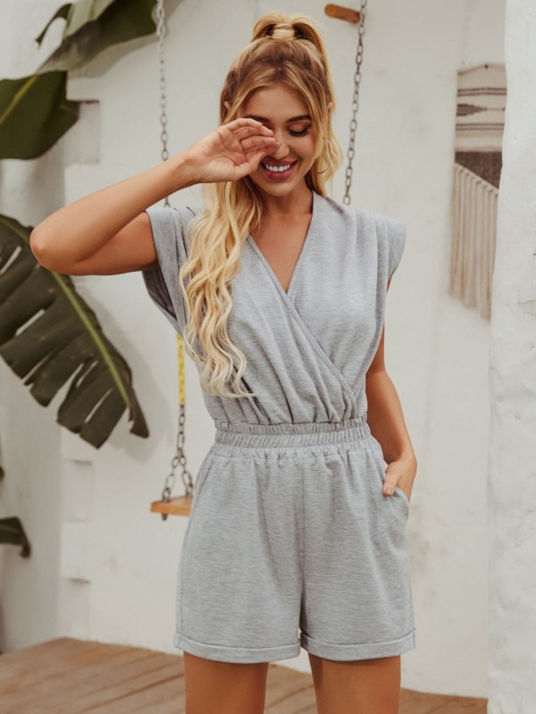 Summer Gray Wrapped Leisure Rompers