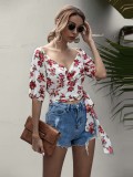 Summer Floral Wrapped Crop Top