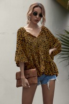 Summer V-Neck Print Loose Shirt