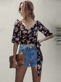 Summer Floral Wrapped Crop Top