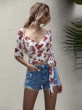 Summer Floral Wrapped Crop Top