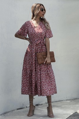 Summer V-Neck Polka Long Dress