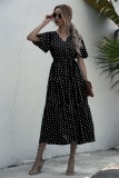 Summer V-Neck Polka Long Dress