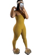 Sexy Strapless Plain Bodycon Jumpsuit