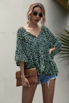 Summer V-Neck Print Loose Shirt