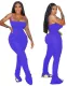 Sexy Strap Stacked Plain Jumpsuit