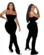 Sexy Strap Stacked Plain Jumpsuit