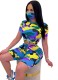 Summer Two Piece Camou Short Set with Face Cover