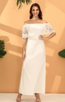 Elegant Off the Shoulder Lace Upper Evening Dress