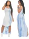 Casual Tie Dye Strap Slit Long Dress