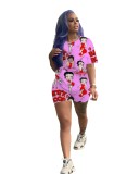 Summer Casual Print Two Piece Short Set