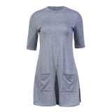 Summer Grey Pocket Shirt Dress