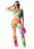 Sexy Tie Dye Straps Stacked Jumpsuit