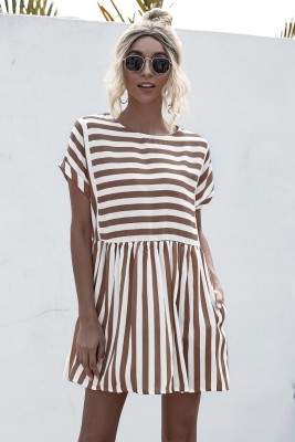 Summer Stripes O-Neck Short Casual Dress