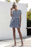 Summer Stripes O-Neck Short Casual Dress