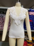 Summer White Lace Upper Sexy Basic Shirt