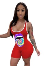 Sports Print Sexy Sleeveless Bodycon Rompers