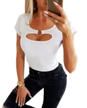 Summer Sexy Cut Out O-Ring Basic Shirt