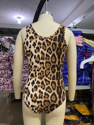 Casual Tight Leopard Button Up Vest