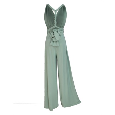 Formal Sheer Sleeveless Flare Jumpsuit