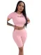 Summer Print Crop Top and Biker Shorts Set
