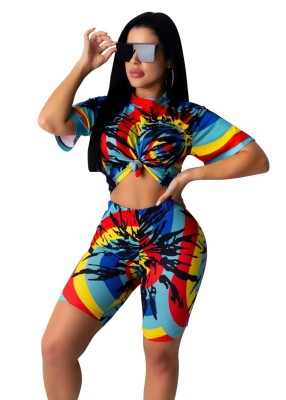 Summer Tie Dye Crop Top and Shorts Set