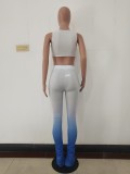 Sexy Lace Up Chains Crop Top and Stacked Legging Set