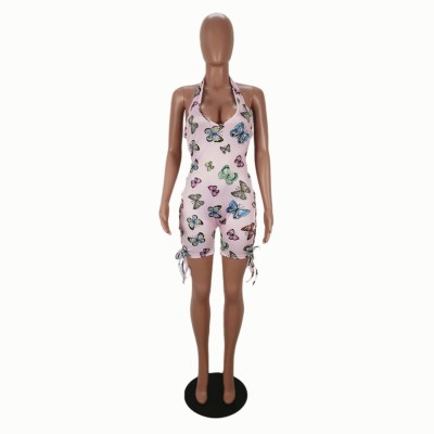 Sexy Lace Up Butterfly Bodycon Rompers