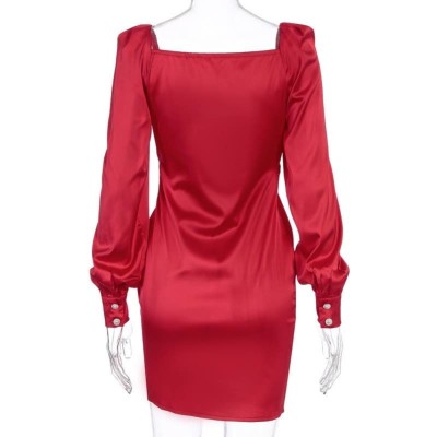Red Sweetheart Long Sleeve Mini Club Dress