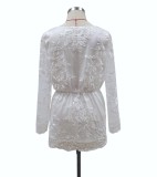 White Lace Up Sexy Long Sleeve Rompers