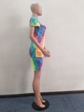 Sexy Tie Dye Two Piece Shorts Set